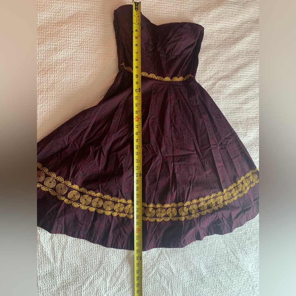 Eggplant, fit and flare, knee length, eggplant, Anthropologie cotton dress - Picture 8 of 13